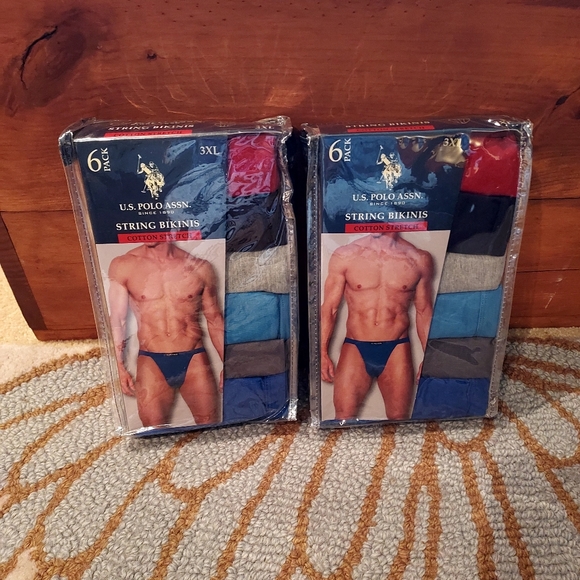 Lot of 2 US Polo Assn 6 packs of string bikinis, Men's size 3XL - Picture 1 of 7